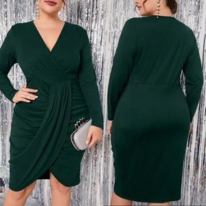 SHEIN Green Surplice Dress